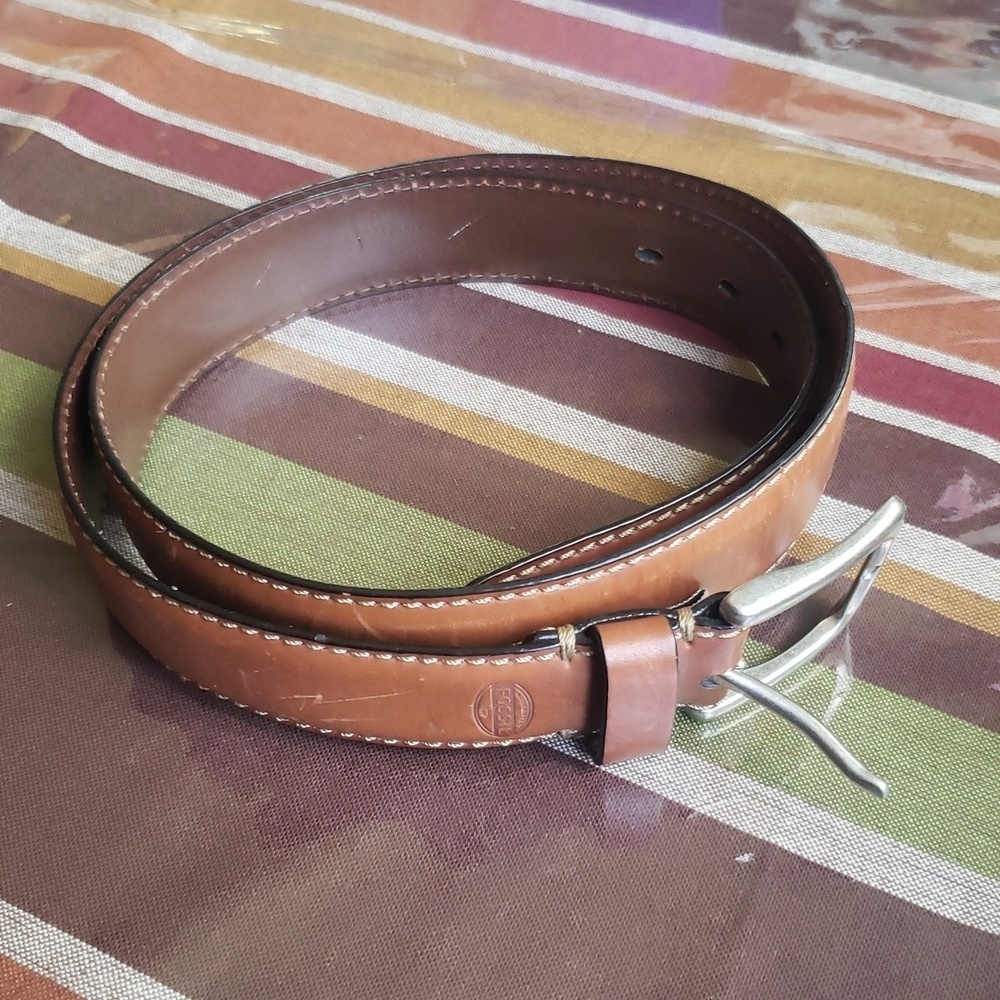 Fossil Brown Plain Leather Men's Belt Size 36